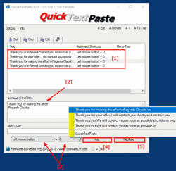 Paste pre-defined text via keyboard shortcut.