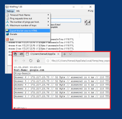 WinPing 1 Export the Network Ping Results 