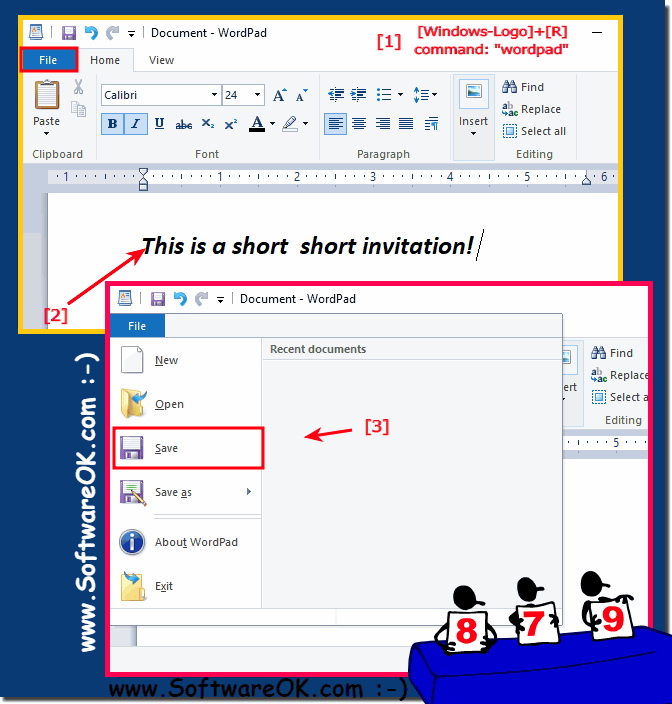 Write short invitations and reports  on Windows 10!