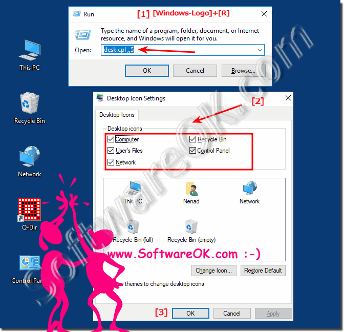 Enable standard desktop icons under Windows 10!