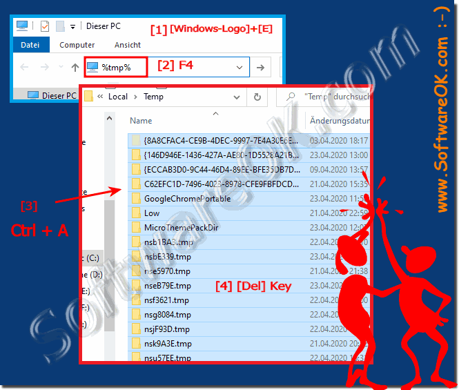 Clear the temporary Windows 10 folder TMP!