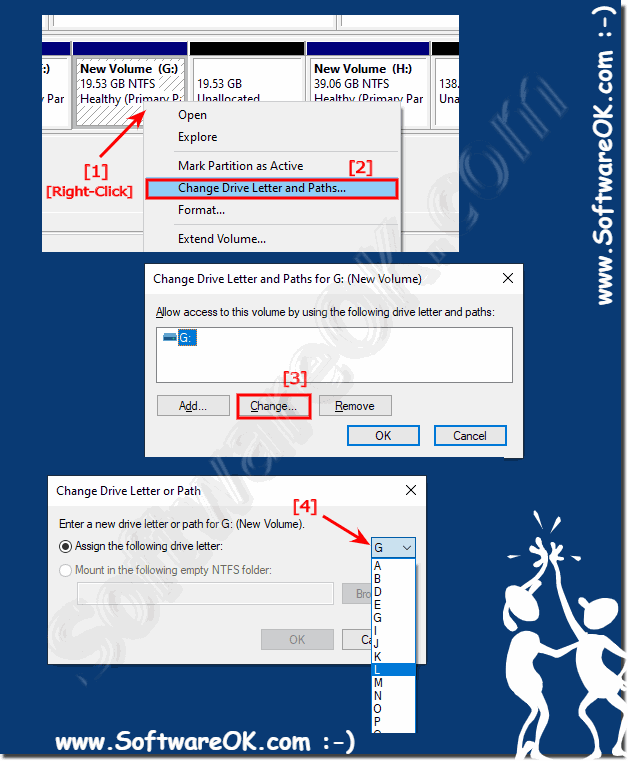 Drive letters change after formatting the SSD or HDD!