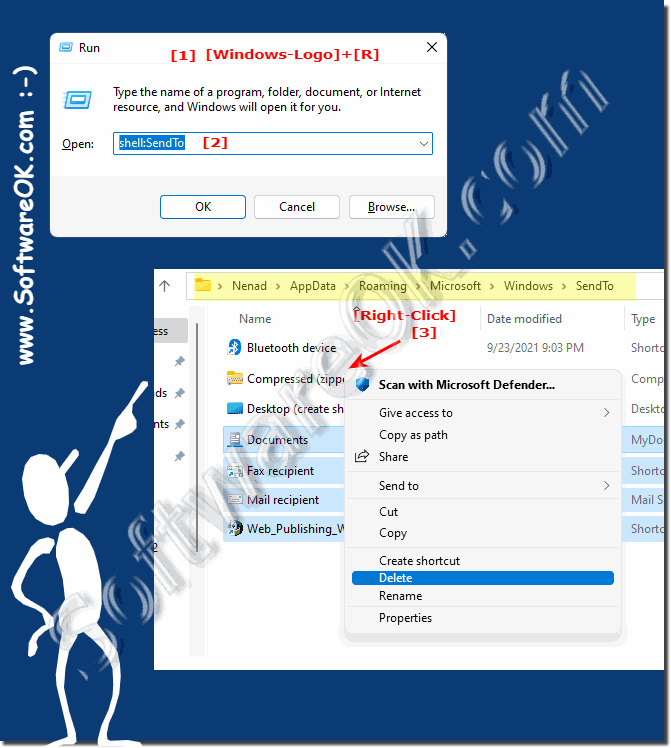 Reduce or remove Windows Explorer Send-To entries!