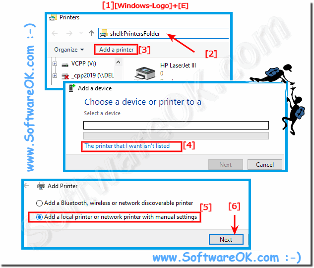 Installing a printer with own drivers, Example under Win 10, 8.1, 7!