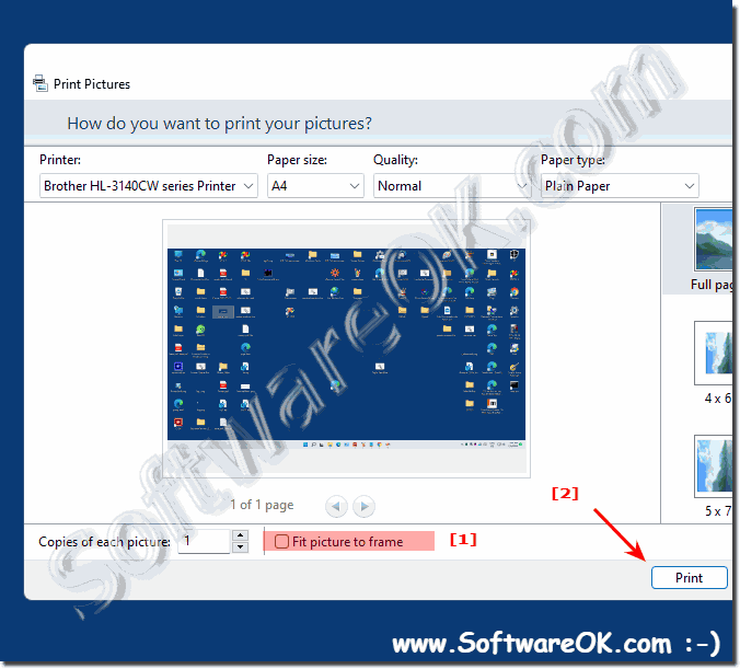 On all MS Windows OS, print desktop on one page!