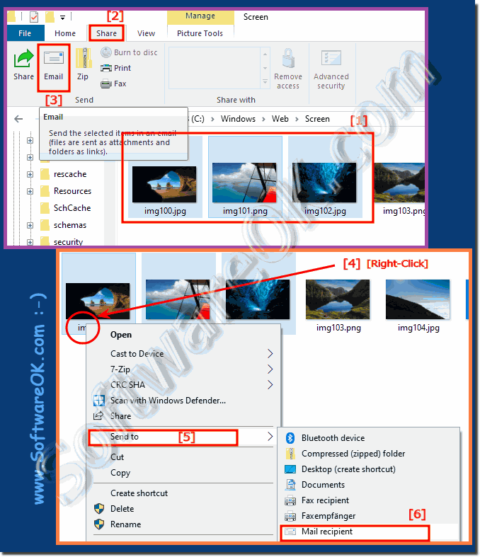 Send by email in the File Explorer on Windows 10!