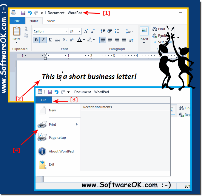 Writing a short busines letter and print on Windows 10!