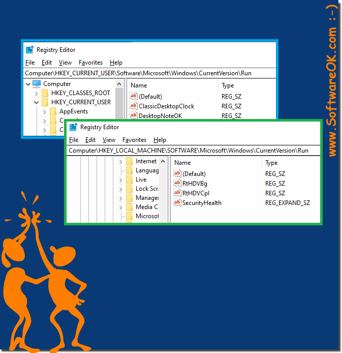 Autostart in the registry on Windows 10, 8.1!