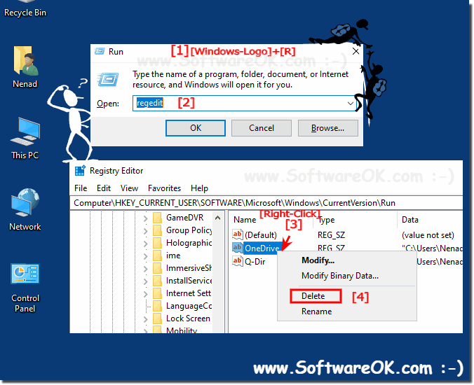 Delete the Autostart Entry in the registry on Windows 10, 8.1!