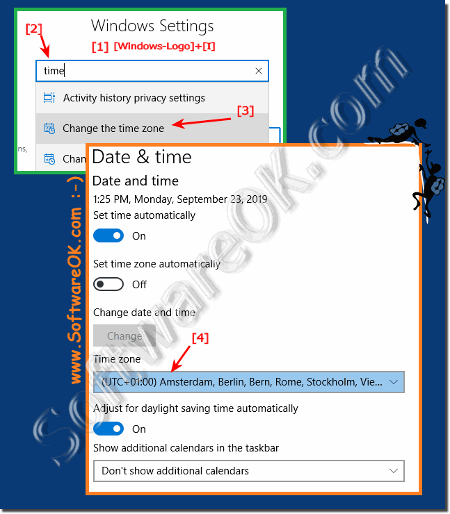 At Incorrect time Change the time zone in Windows 10!