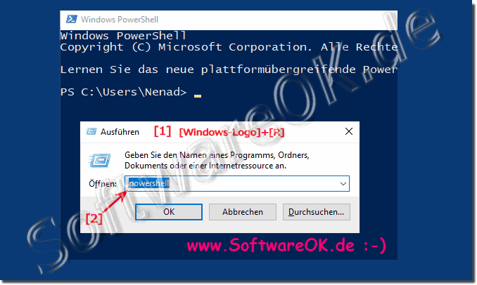 Start the PowerShell on Windows as administrator via Run!