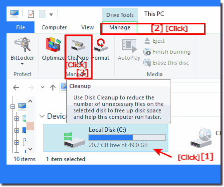 free space on the system disk Win-10!