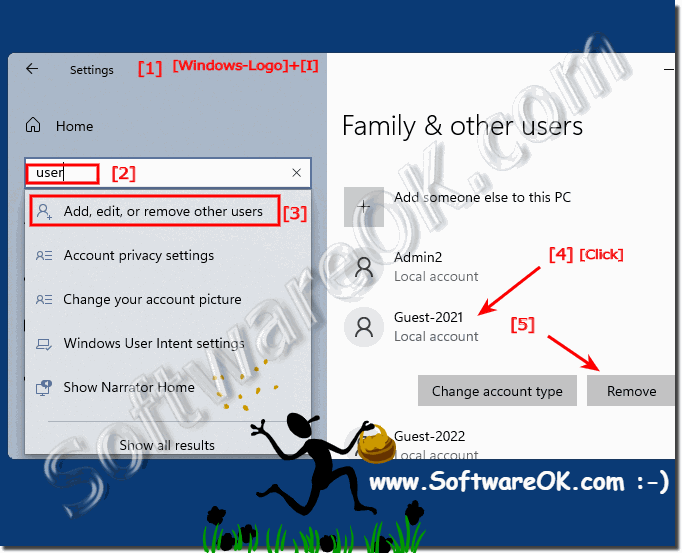 how to delete guest user on windows 10