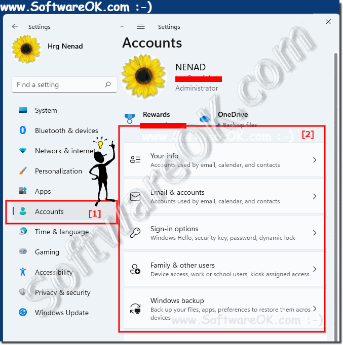  Account in the settings app under Windows 11!