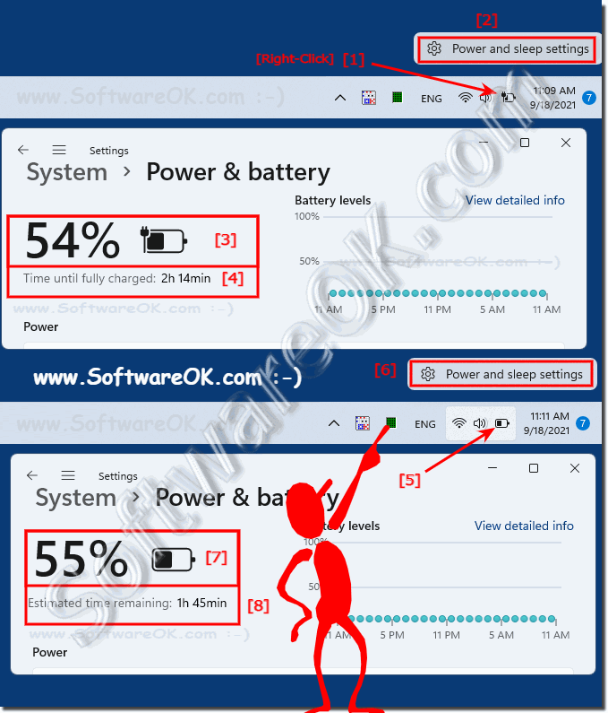 Detect the time until the battery is full or empty under Windows 11!