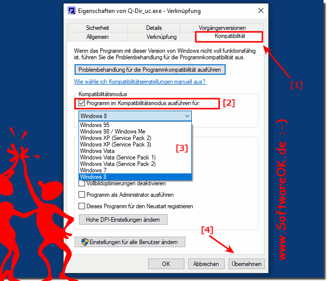 in Windows compatibility mode Right click, then Properties