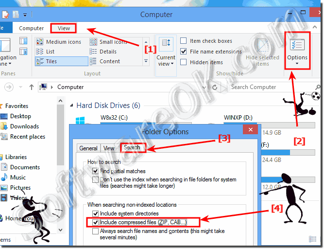 Turn off / on Enable or disable in Windows 8 compressed files searching 