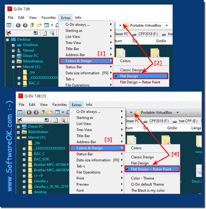 Flat Design and 3D Border Bars in Quad Explorer!