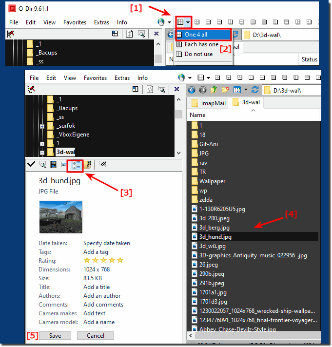 Make the pictures evaluation in the alternative Explorer under Windows!