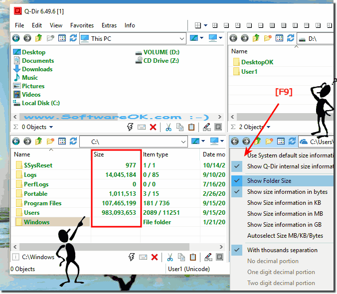 windows show folder size