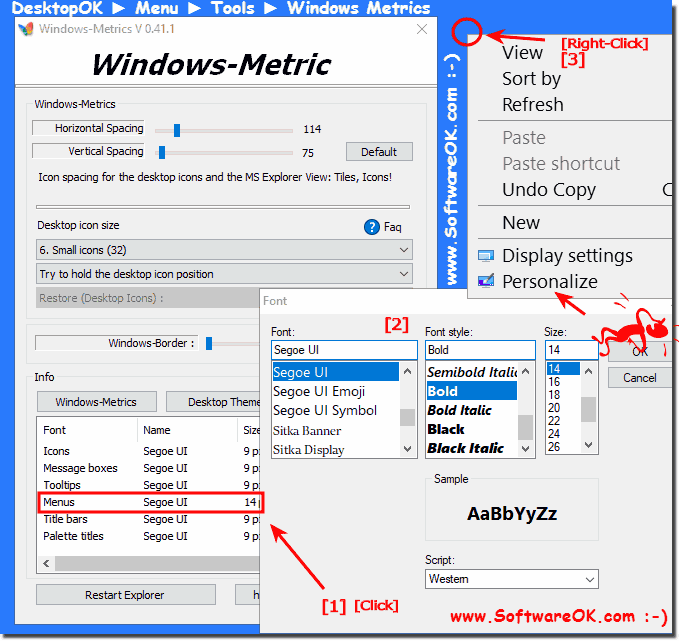 Change the System Fonts, Title, Caption, Menus, Icons in Windows!