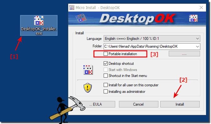 Install Desktop OK 64-bit or 32-bit on Windows 10, 8.1, 7!