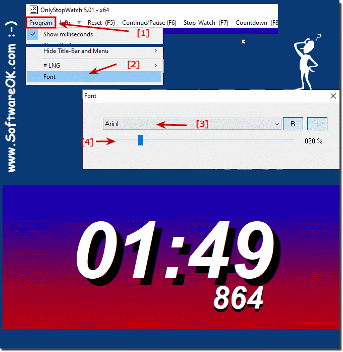 Maximum font size in full screen mode for the clock on MS Windows!