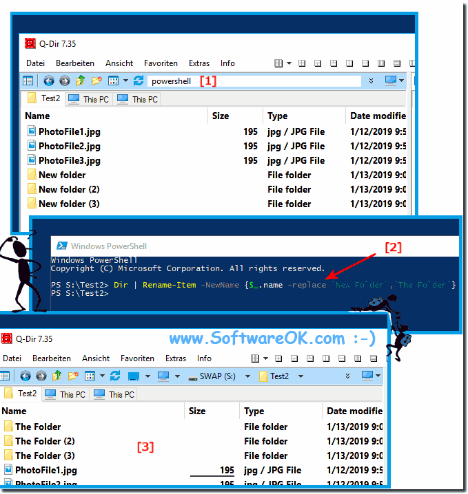Commando Line to Rename multiple folders in the File Explorer Views!