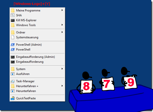 Windows Y menu as an alternative to the Windows X menu (10, 8.1, 7)!