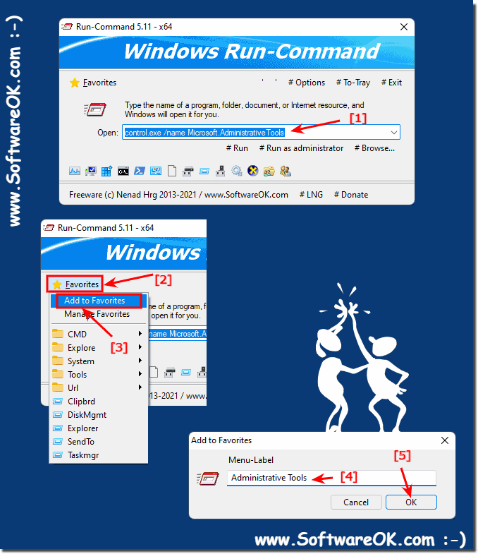 Favorites in the Run dialog for Windows 11, 10, ... as an alternative!