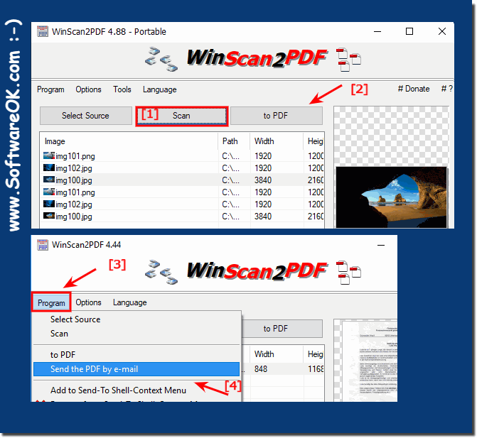 Marge scans under Windows into a single PDF file!