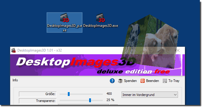 The desktop pictures in 3D display tool for all MS Windows operating systems!