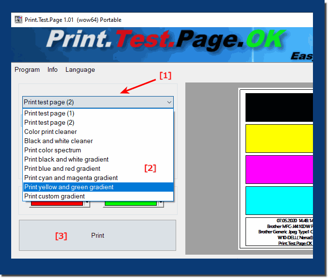 Print.Test.Page.OK 2.88 test printout for Windows OS