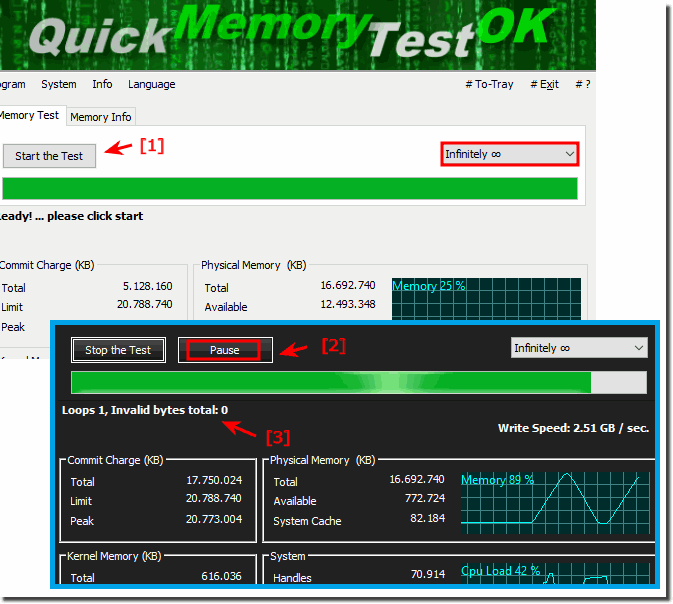 QuickMemoryTestOK 4.31 The Test Windows 10, 8.1, ...