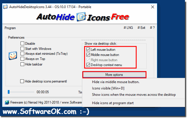 Auto hide and show desktop icons on Windows 10, 8.1, ...!