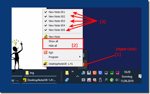 Show and hide all desktop short notes on the Desktop!