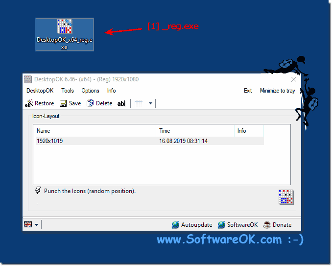 Desktop-OK symbol layout and positions save possibility on Windows 10,8.1!