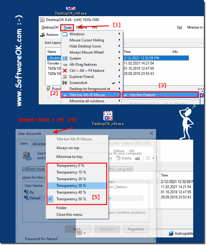 Make all windows transparent under MS Windows OS!