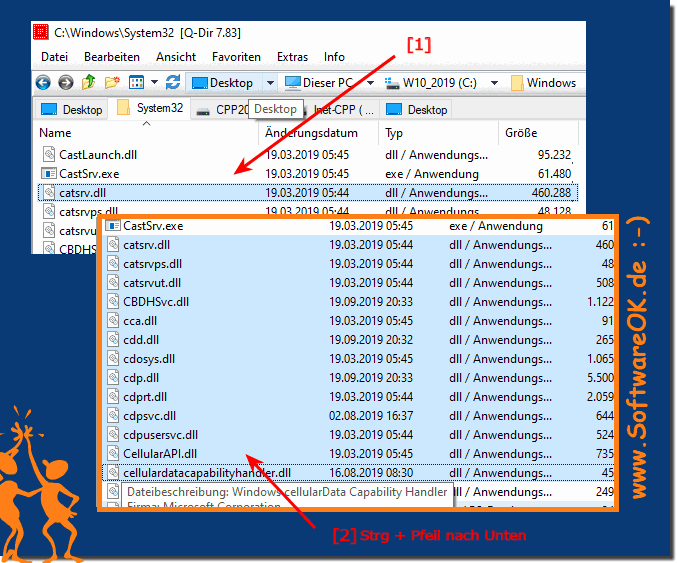 Successive files in the Quad Explorer mark with the keyboard!