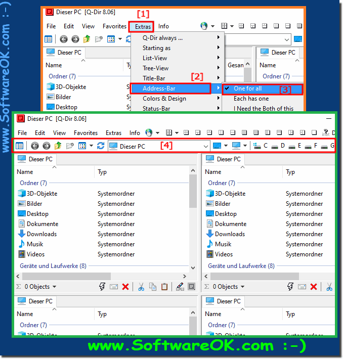 Q-Dir Explorer Address Bar One-4-All on Windows 10, 8.1, ...!