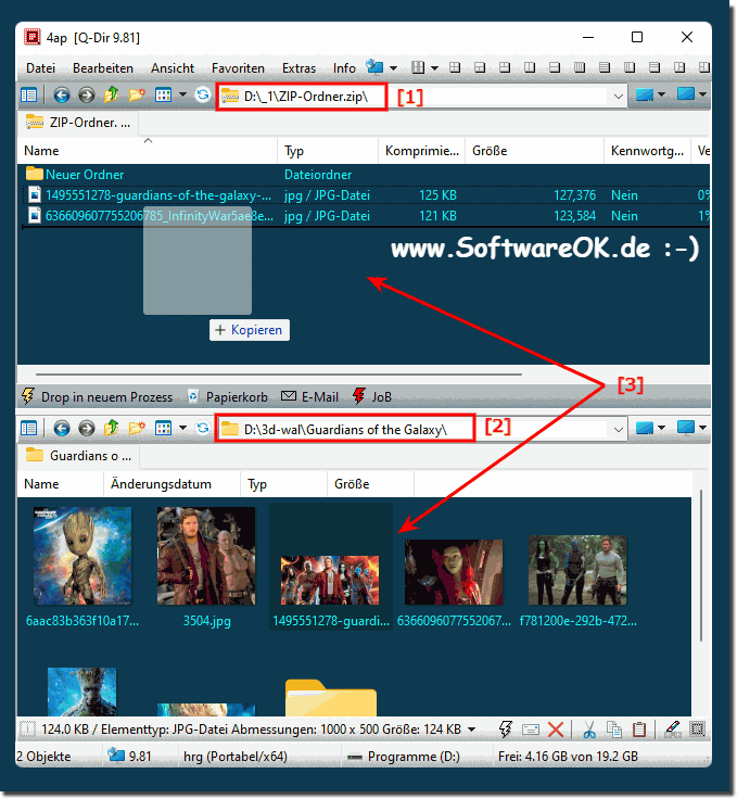 Zip folder in Quad Explorer easier to handle on Windows 11, 10, ...!