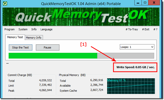 V Ram test the quality of the Ram and the Virtual PC CPU