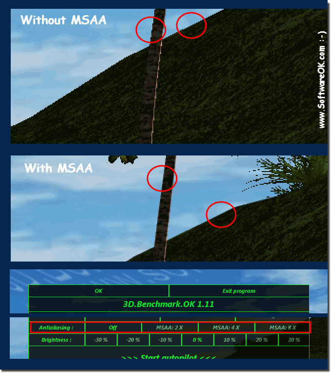 With and without MSAA the anti-aliasing is very nice to see!