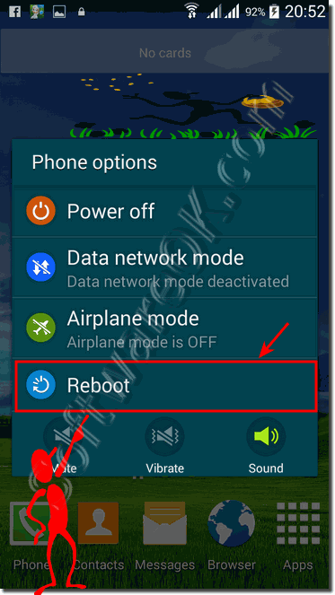 power off/on and restart of the android smart phone!