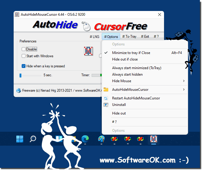 Continue use mouse cursor hiding tool on MS Windows 11!