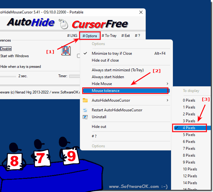 Set mouse tolerance when showing the mouse cursor!