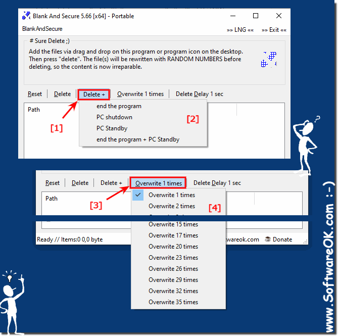 Difference delete, delete plus, overwrite X times?