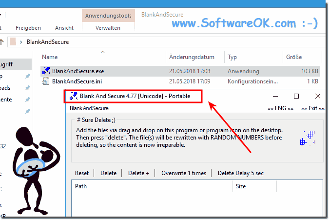 Portable use of the File Eraser under Windows!