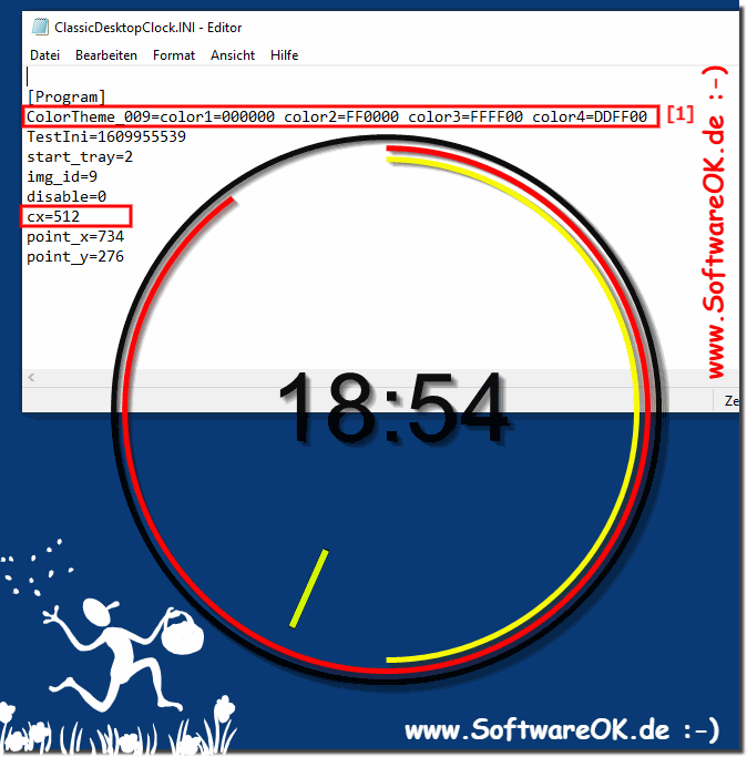 Desktop clock settings on MS Windows 10 as German flag!