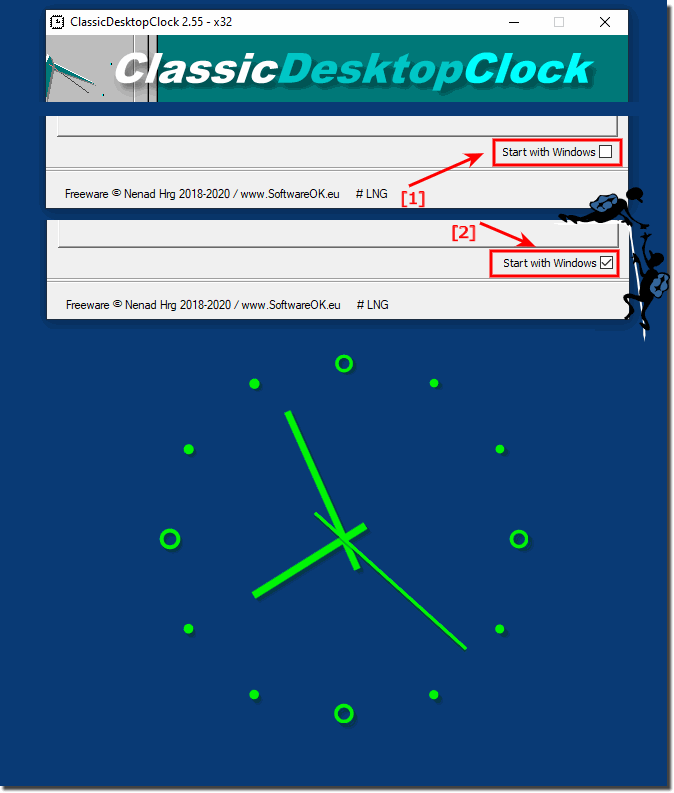 Start the analog desktop clock with MS Windows!